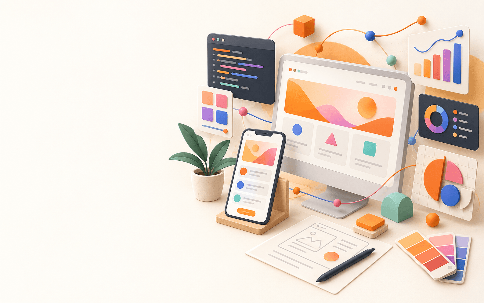 Composição visual de site e interfaces digitais
