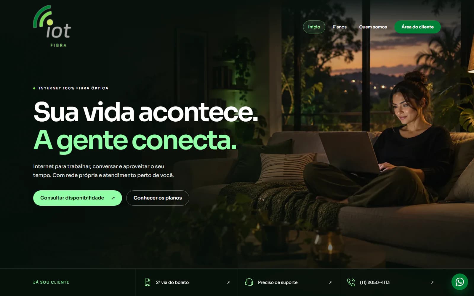 Página Início do projeto IoT Fibra